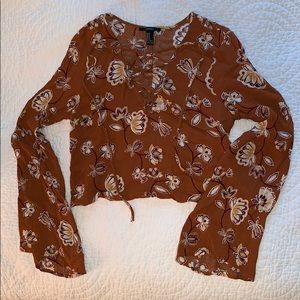 🌼Deep Orange Floral Flowy Blouse🍁